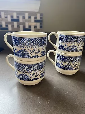 4 Stackable Blue Willow Tea/coffee Cups • $15