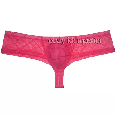 Men's See-through Cheeky Bikini Boxers Pouch Brazilain Mesh Underwear • $7.96