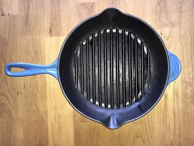 Le Creuset Cast Iron Round Griddle Skillet Grill Frying Pan Blue 26cm • £30