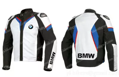 BMW Racing Motorcycle Biker Leather Jacket Motorbike Cowhide Leather Jackets CE • $129.86