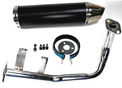 $58.31 • Buy GY6 50cc Scooter Performance Exhaust Muffler 4 Stroke QMB139 Black Cannister