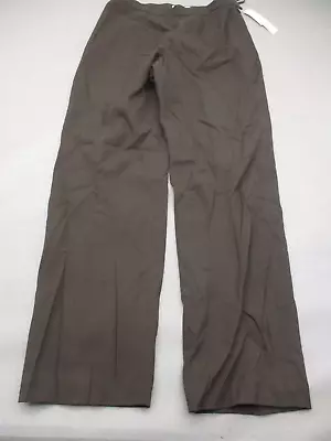 NWT Amanda Smith Size 10 Womens Brown Side Zip Button Pleated Dress Pants 040 • $17.49