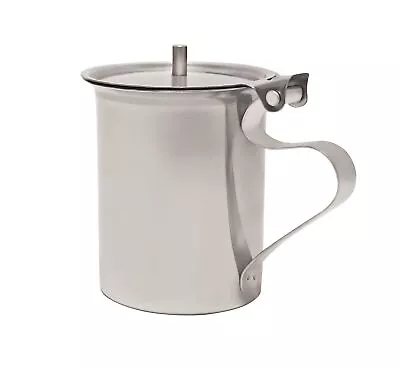 Stainless Steel Creamer Dispenser With Handle 10 Oz Flat Lid Stackable Mir... • $16.76