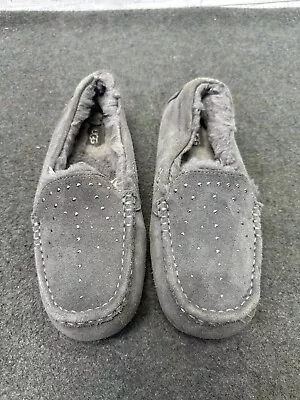 UGG Ansley Bling 1110429 Gray Suede Slip On Moccasin Slippers US Women's 11 UK9 • $45.02