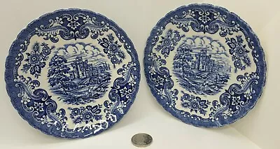 2 Vintage Olde Country Castles Style ~Blue 5.5  Tea Cup SaucerFAST FREE P&P  • £11.99