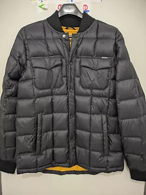 Eddie Bauer Jacket Mens Medium Black Stratuslite Puffer Quilted Down Snap Button • $30