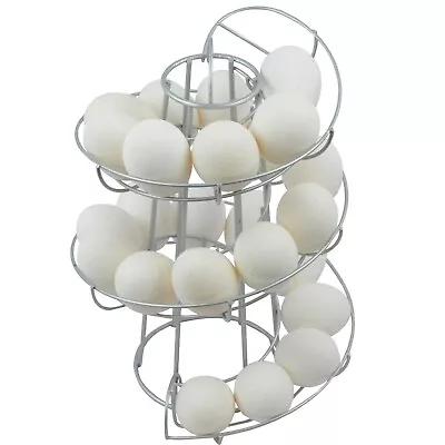 Silver Kitchen Storage Spiral Helter Skelter Egg Holder Stand Rack Holds 18 Eggs • £7.95