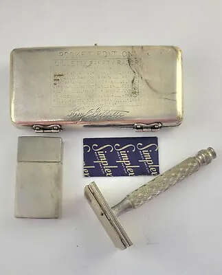 Vintage Gillette All Metal Safety  Razor Mini Travel Set Case W/ Razor Case • $34.99