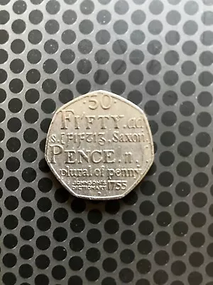 Rare 50 Pence Piece Coin Plural Of Penny Samuel Johnson's Dictionary 50p 2005 • £1.30