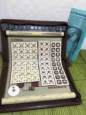 Vintage Globemaster Games 15 Games In One Travel Games Magnetic Dominoes Chess • $17