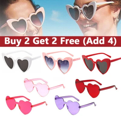 $6.99 • Buy Women Love Heart Shape Sunglasses Clear Lens Rimless Festival Glasses Dress