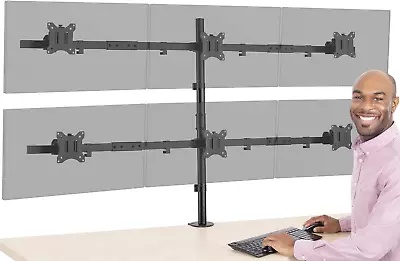 Clamp-On 6 Monitor Mount Desk Stand | Height Adjustable Monitor Stand With Full  • $108.88
