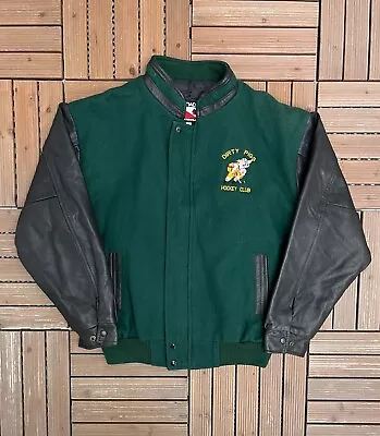 Dirty Pigs Hockey Club Vintage Green Varsity Jacket Size Large • $54.87