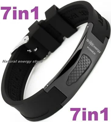 TITANIUM Magnetic Energy Armband Power Bracelet Health Bio 7in1 Bio Black 25681 • £15.95