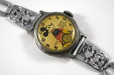 Vintage 1930's Ingersoll Mickey Mouse Character Watch W/Orig Bracelet Lot.15 • $119.99