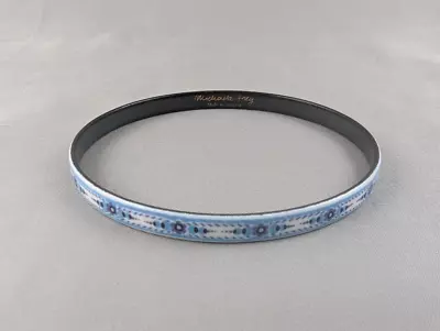 Michaela Frey Blue Floral Enameled Bangle 62.5mm I.d. 5.25mm Wide AUSTRIA • $24.99