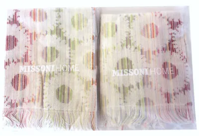 MISSONI HOME TWO HAND TOWELS  COTTON VELOUR 16x23.5 In 40x60cm OLIVIA 100 • $80