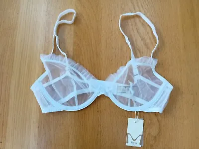 Myla Sexy White Duchy Street Lace Sheer Full Cup Bra 32C Underwire NWT Valentine • £29.99