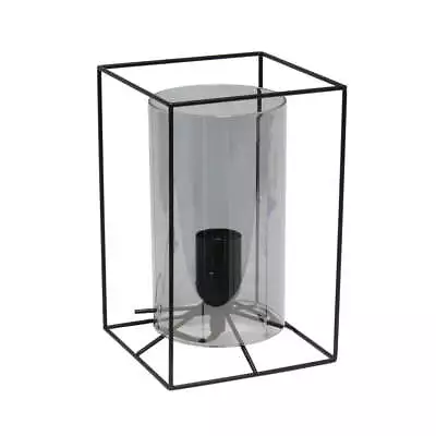Small Exposed Glass And Metal Table Lamp Black Smoke • $19.99