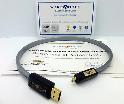 $299.99 • Buy WireWorld Platinum Starlight 7 USB 0.5 Meter A To Mini-B