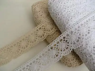 3mt Vintage Style Cotton Lace Edge Trimming 4.5cm Width White Or Natural Cream • £3.99