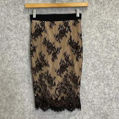 Wheels & Doll Baby Women's Vintage Retro Black/nude Lace Pencil Skirt 8/XS (75) • $95