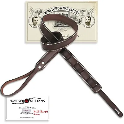 Walker & Williams M-13 Hickory Brown  Premium Grain Leather Mandolin Strap • $33.95