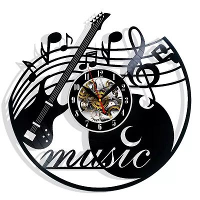 Music Guitar Notes Vinyl Wall Clock Gift Birthday Holiday Art Home Decor Design • $13.99