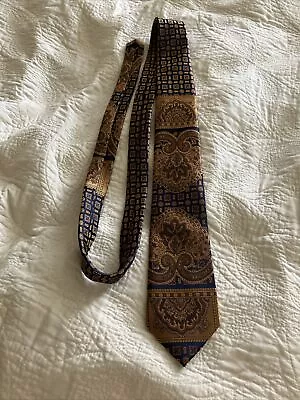 Twenty Dollar Tie Brand Hand Made 💯% Silk Colors Navy & Bronze Exquisite Design • $10