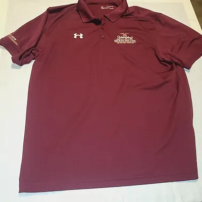 Under Armour Polo Shirt Men XXL 2XL Maroon Loose Performance Yuengling Beer Golf • $27.99