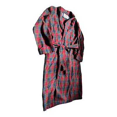 Vtg State O Maine J L Hudson Co Mens Plaid Lounge Dressing Gown Robe Lightweight • $27.99