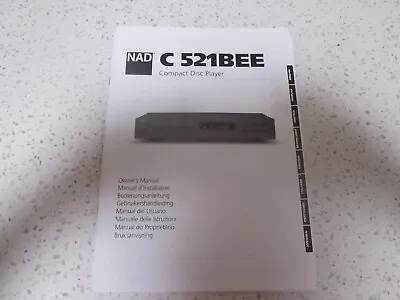 NAD C 521BEE CD Player ORIGINAL OWNER'S MANUAL . • $13.95