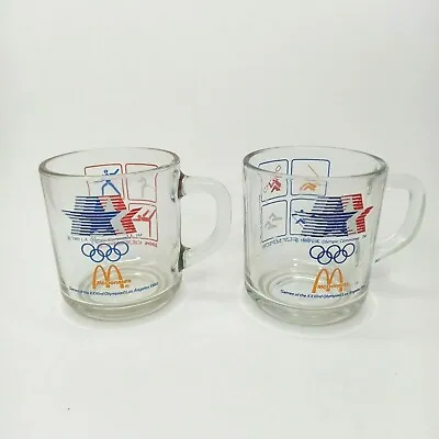 £17.13 • Buy Set Of 2 McDonalds 1984 Clear Coffee Glass Mug LA Olympic Committee Los Angeles