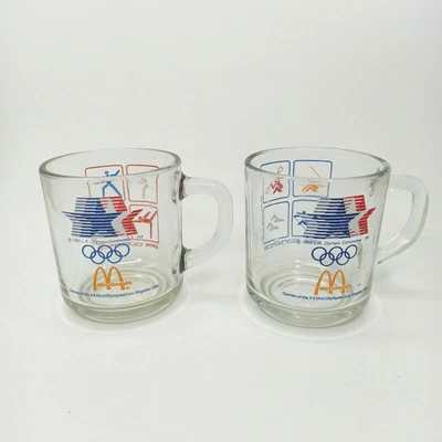 £17.13 • Buy Set Of 2 McDonalds 1984 Clear Coffee Glass Mug LA Olympic Committee Los Angeles