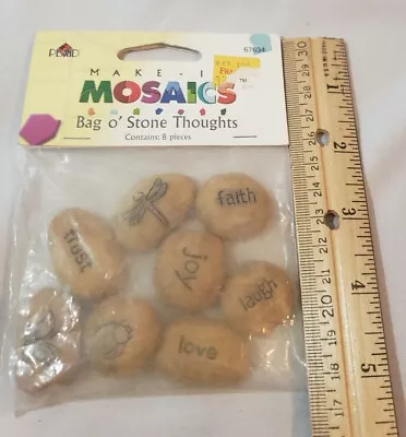 NOS...Make It Mosaics ~ Bag O' Stone Thoughts ~ 8 Pieces Small Rocks W/ Sayings • $3