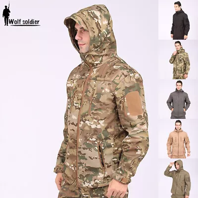 Windbreaker Men's Tactical Soft Shell Jacket Coat Army Camo Casual Hooded Hiking • $53.19