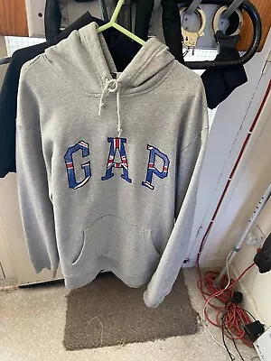 Gap Hoodie Mens Adults Large GRAY Union Jack Flag Logo • £15