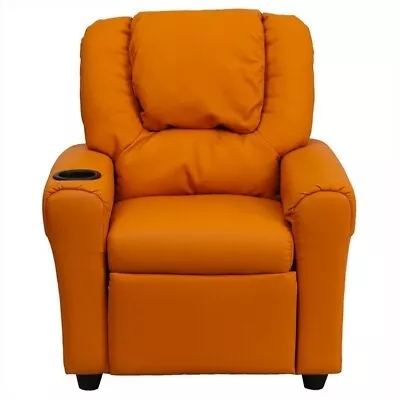 Flash Furniture Vinyl Kids Recliner With Cup Holder & Headrest In Orange • $182.73