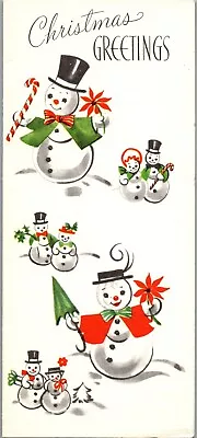 Roly Poly Snowman Family VTG Christmas Greeting Card • $4