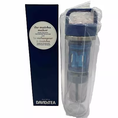 DAVIDs TEA Matcha Maker Blue 14 Oz Travel Mug Frother Tea Infuser Tumbler • $21.99