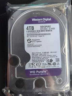 Western Digital Purple 4TB Internal 3.5  Surveillance HDD Hard Drive (WD43PURZ) • $120