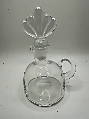 Vtg  Small Glass Cruet Decanter With Fluted Glass Stopper ◇ Oil & Vinegar • $14.95