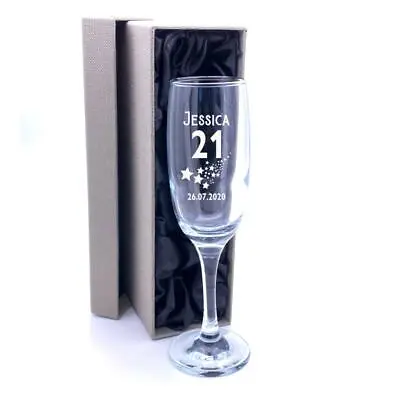 21st Birthday Gift - Personalised Champagne Flute With Gift Box DCF-35-SLK • £15.99