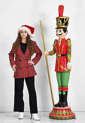Nutcracker Toy Soldier Statue W/ Baton Large Christmas Decor 6.5FT In/Outdoor • $1299.99
