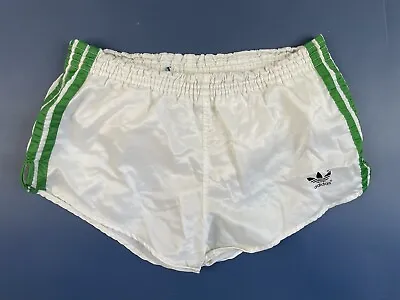 Vintage Adidas 1980's Football Running Nylon White Shorts Size S Adult • £89.99