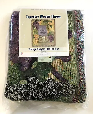 Tapestry Woven Throw VINEYARD I AM THE VINE Manual Woodworkers & Weavers NIP • $34.95