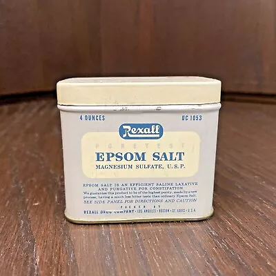 Vintage Tin With Contents~rexall~epsom Salt~2.5  X 2.5  • $5.99