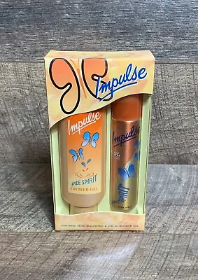 Impulse FREE SPIRIT Vintage Set Bodyspray + Shower Gel NEW OLD STOCK Elida Gibbs • £49.99