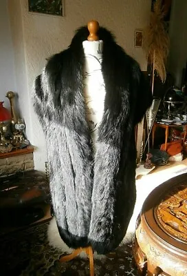 £500 • Buy Sensational Vtg MASSIVE 94  Long JET BLACK Real FOX Fur 4 Layer Stole, Ex Cond!