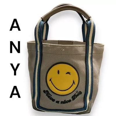 ANYA HINDMARCH  Mini Tote Bag Hand Smiley Smile JP • $250